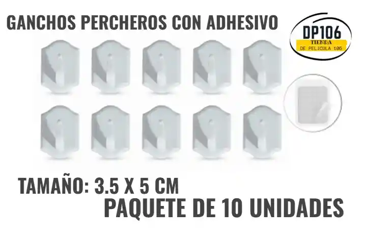 Gancho Adhesivos 3.5 X 5 Cm X 10 Und