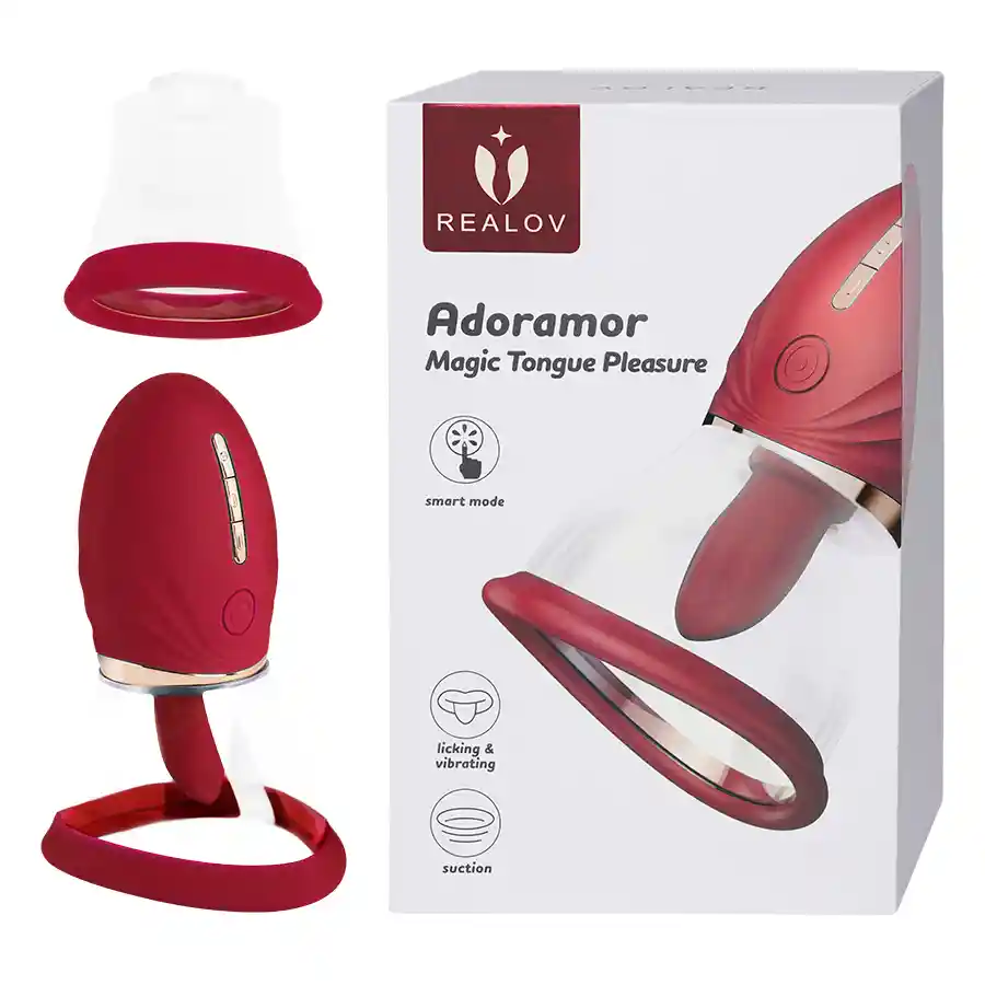 Estimulador Y Succionador Clitorial Realov Adoramor Red