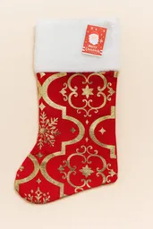 🎄 Bota Navideña Roja Con Detalles Dorados