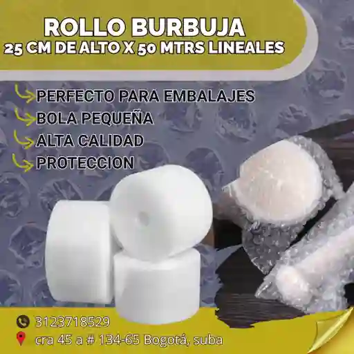 Rollo De Burbuja 25 Cm De Alto X 50 Mtrs Lineales