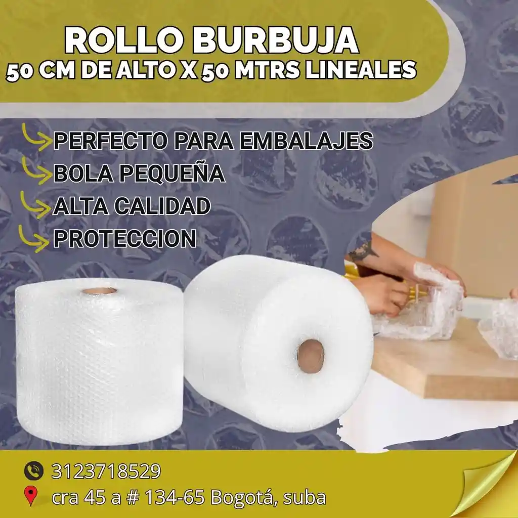 Rollo Burbuja 50 Cm De Alto X 50 Mtrs Lineales