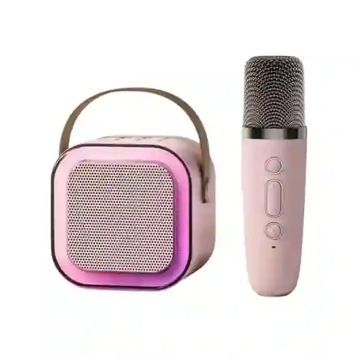 Parlante Bluetooth Con 1 Micrófonos Karaoke K12 Rosa