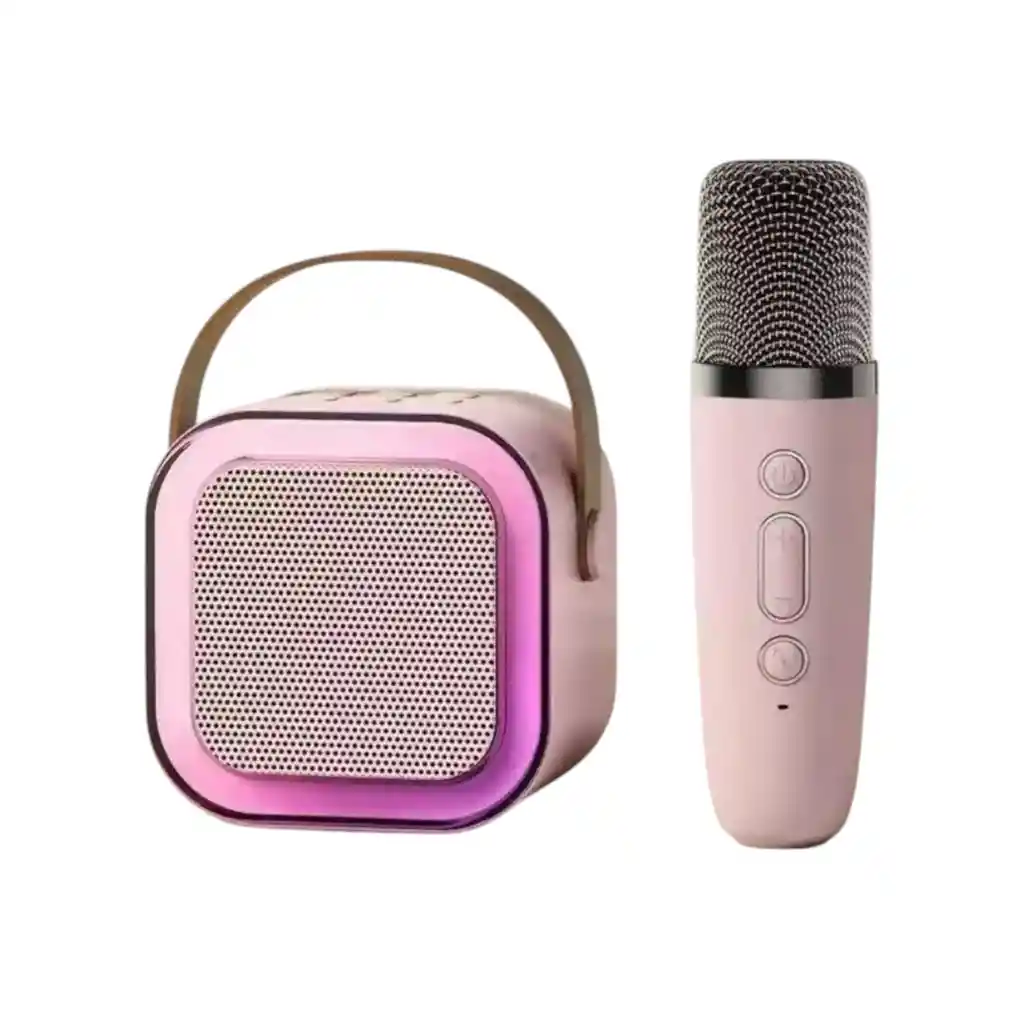 Parlante Bluetooth Con 1 Micrófonos Karaoke K12 Rosa