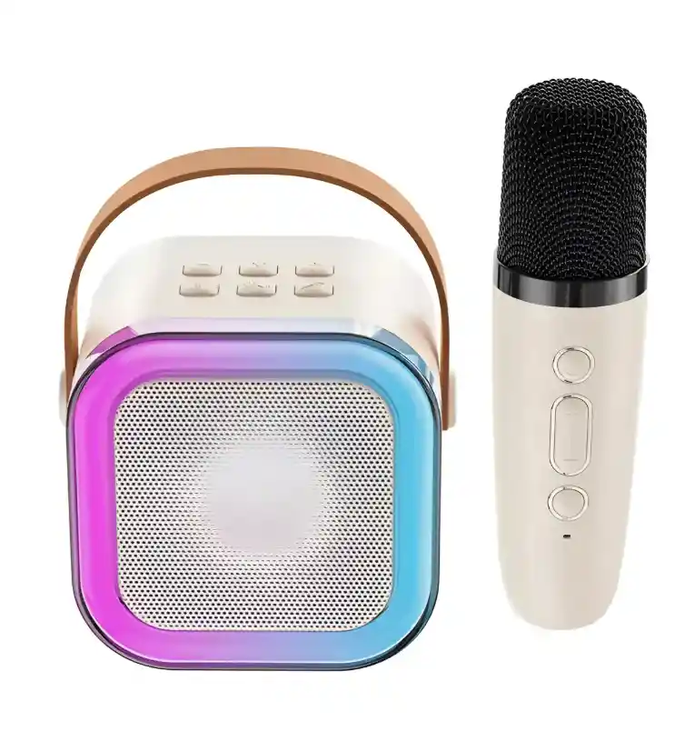 Parlante Bluetooth Con 1 Micrófonos Karaoke K12 Beige