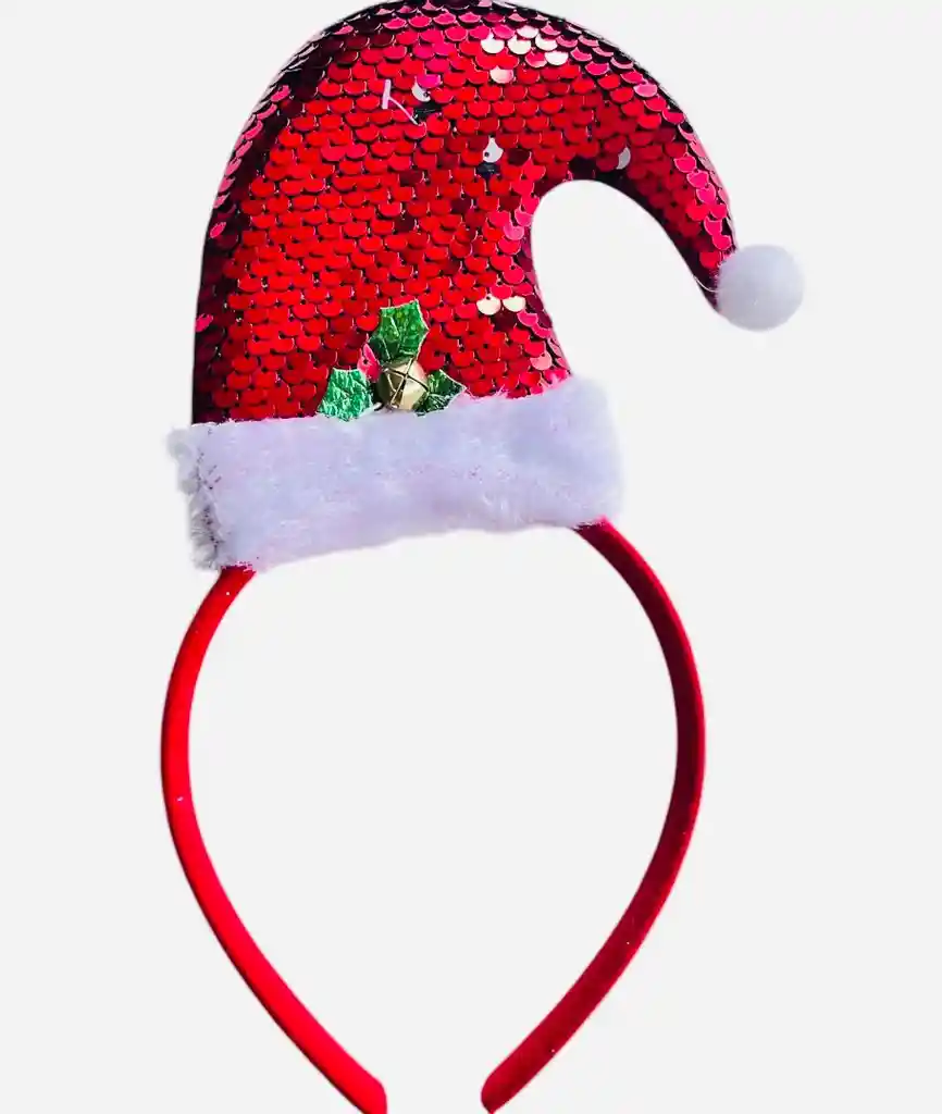 Diadema Navidad Gorro En Lentejuelas Rojo