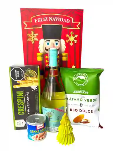 Ancheta Estrella Del Hogar Con Vino Pinot Noir Y Palitos Italianos Crespini - Regalo De Navidad - Ancheta Regalo Familiar O Empresarial