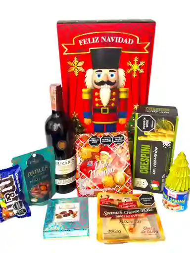 Ancheta Sabores Tradicionales De Navidad Con Vino Tinto, Galletas Y M&m - Regalo De Navidad - Ancheta Regalo Familiar O Empresarial