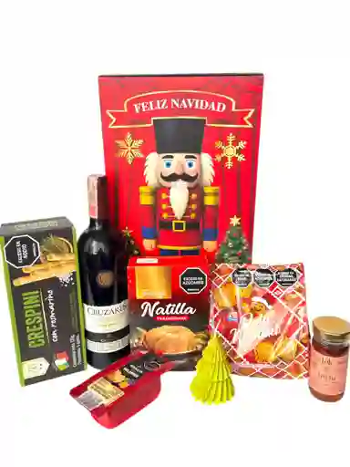 Ancheta Alegria De Nochebuena Con Vino Tinto, Natilla Y Queso Holandes - Regalo De Navidad - Ancheta Regalo Familiar O Empresarial