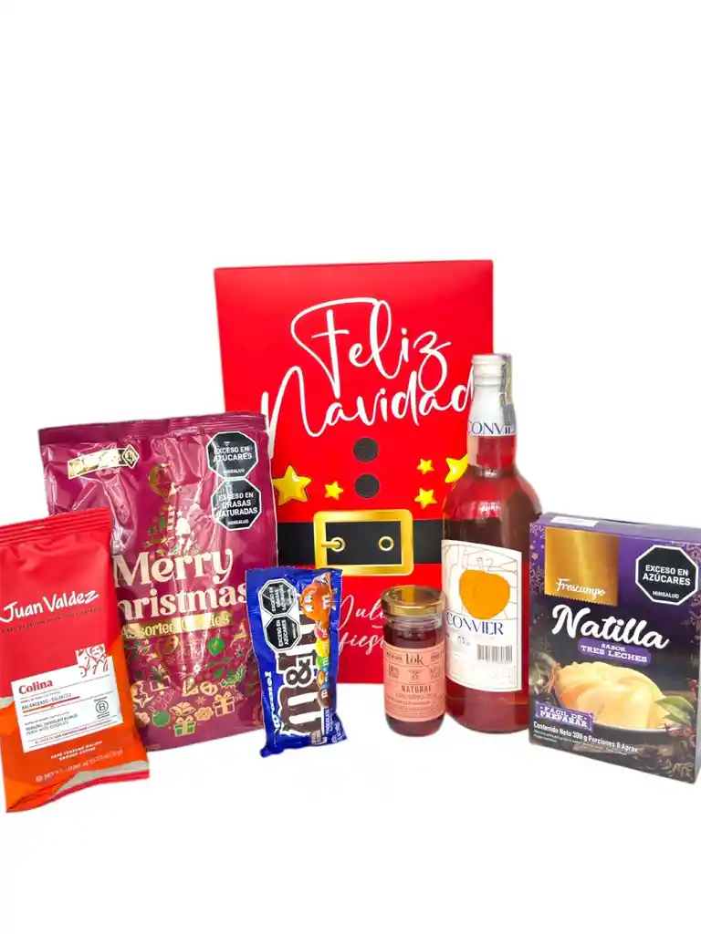 Ancheta Feliz Diciembre Con Vino, Miel Y Natilla - Regalo De Navidad - Ancheta Regalo Familiar O Empresarial
