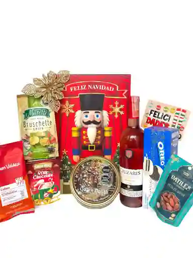 Ancheta Sentimientos De Navidad Con Galletas De Mantequilla Y Vino - Regalo De Navidad - Ancheta Regalo Familiar O Empresarial