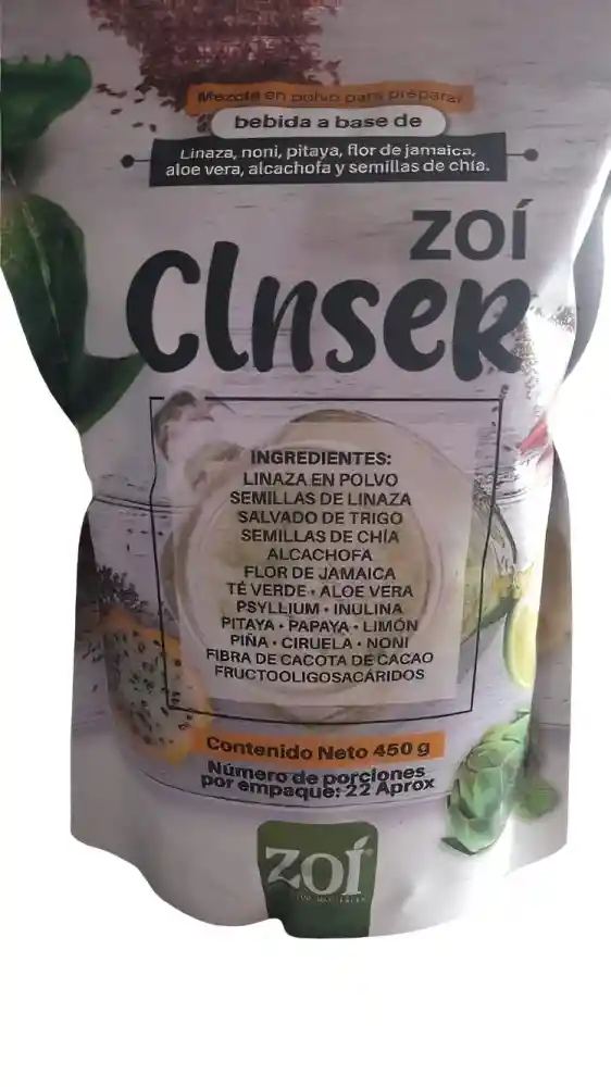 Fibra En Polvo 450g Base Noni Alcachofa Chía Aloe Vera Linaza