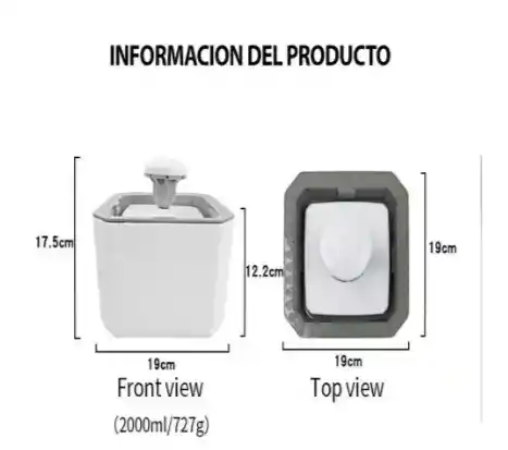 Fuente De Agua Para Mascotas Gatos Perros 2.5 L Bebedero Color Blanco