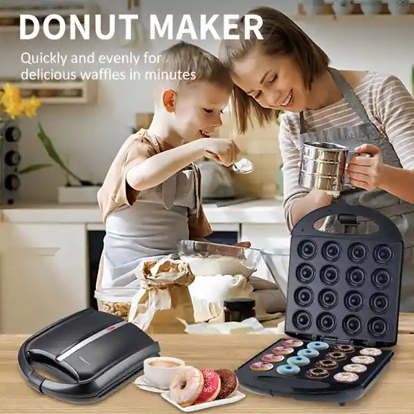 Mini Maquina De Donas Profesional X16 Donas Color Negro