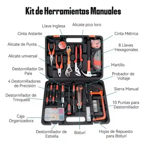 Juego De Herramientas 102 Piezas En 1 Kit De Herramientas Manuales