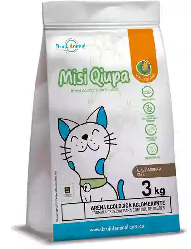 Misi Qupa Arena Ecológica Aglomerante Biodegradable De Maíz Para Gatos Café 3kg