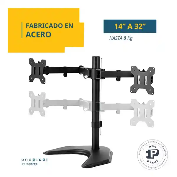 Soporte Para Dos Monitores Articulado 14 A 32 8kg 52bits Negro