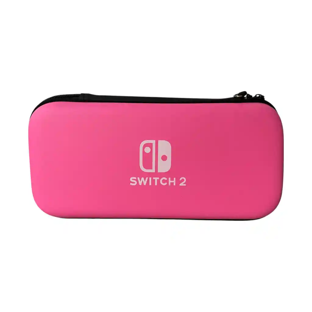 Estuche Rígido Rosa + Vidrio + 2 Grips Compatible Con Switch 2