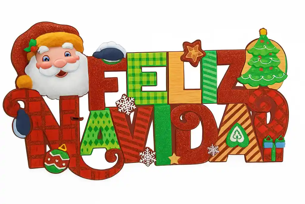 ⭐ Adorno Navideño Para Puerta O Ventana “feliz Navidad” Con Brillos Y Colores Festivos 🎅✨