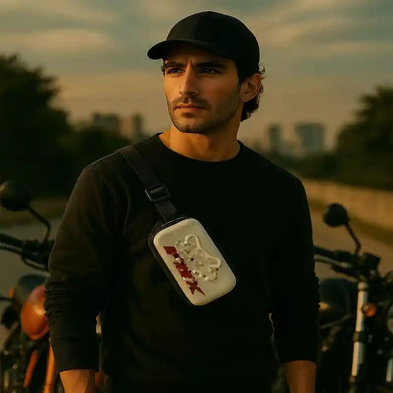 Bolso Canguro Moto Impermeable Celular Documentos Cuero