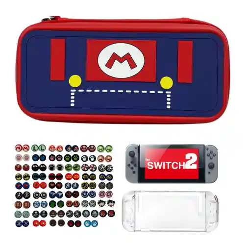 Combo Protector Completo Diseño Mario Vestido Compatible Switch 2