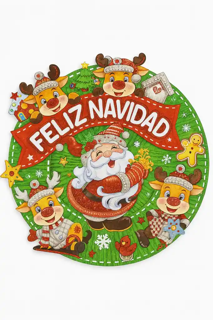 ⭐corona Navideña Circular – “feliz Navidad” Se Envia Modelo Disponible