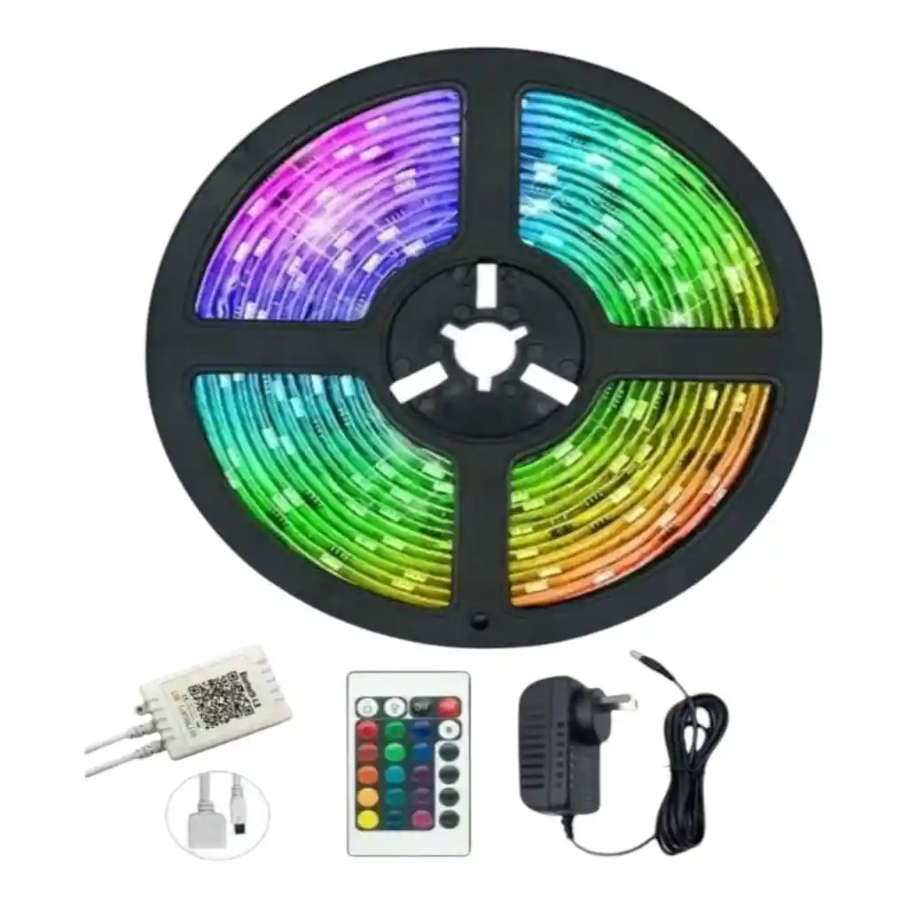 Cinta Luz Led Multicolor 5m Rgb Bluetooth Control Rítmico