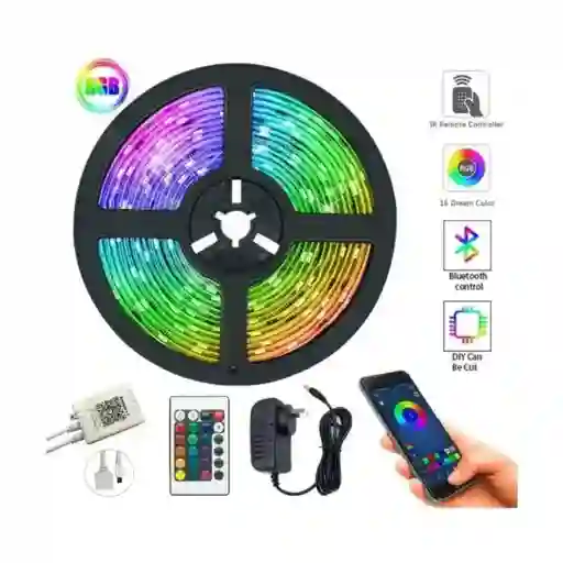Cinta Luz Led Multicolor 5m Rgb Bluetooth Control Rítmico