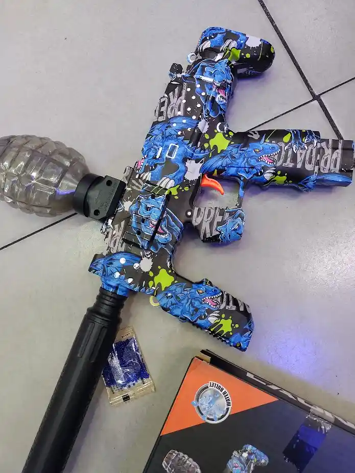 Pistola De Juguete Hidrogel Electrica Recargable Mp7 Dinosaurios Azul