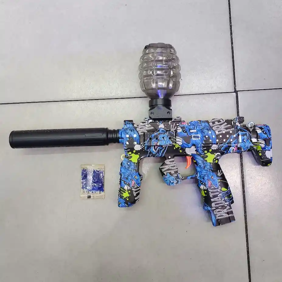 Pistola De Juguete Hidrogel Electrica Recargable Mp7 Dinosaurios Azul