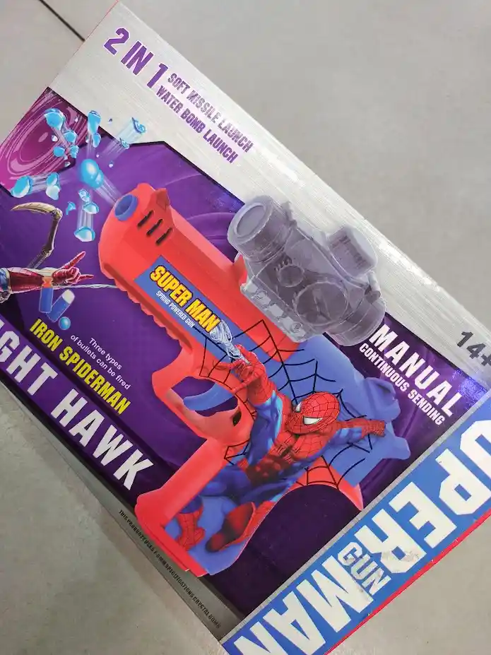 Pistola De Juguete Hidrogel Bombas De Agua Y Misiles Blandos Manual Spiderman Hombre Araña