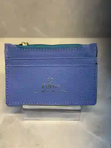 Tarjetero Mini En Cuero Azul