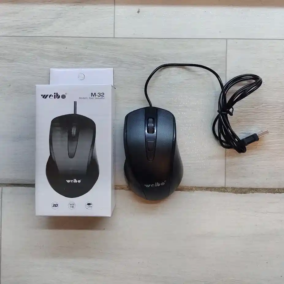 Mouse Con Cable Negro Weibo Ergonomico Alambrico M-32