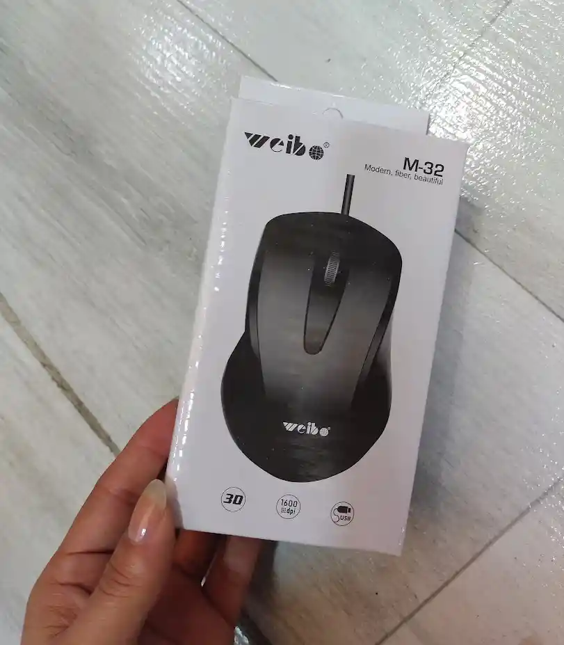 Mouse Con Cable Negro Weibo Ergonomico Alambrico M-32