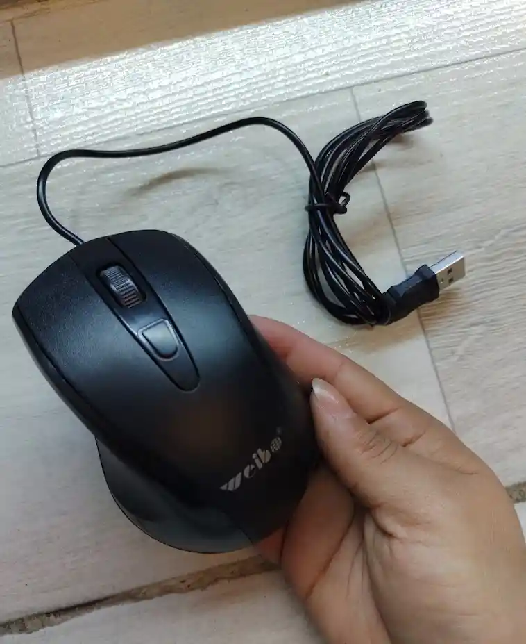 Mouse Con Cable Negro Weibo Ergonomico Alambrico M-32