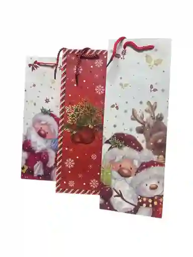 Bolsa Navideña Botella Lisa 36cmx12.8cmx8.4cm