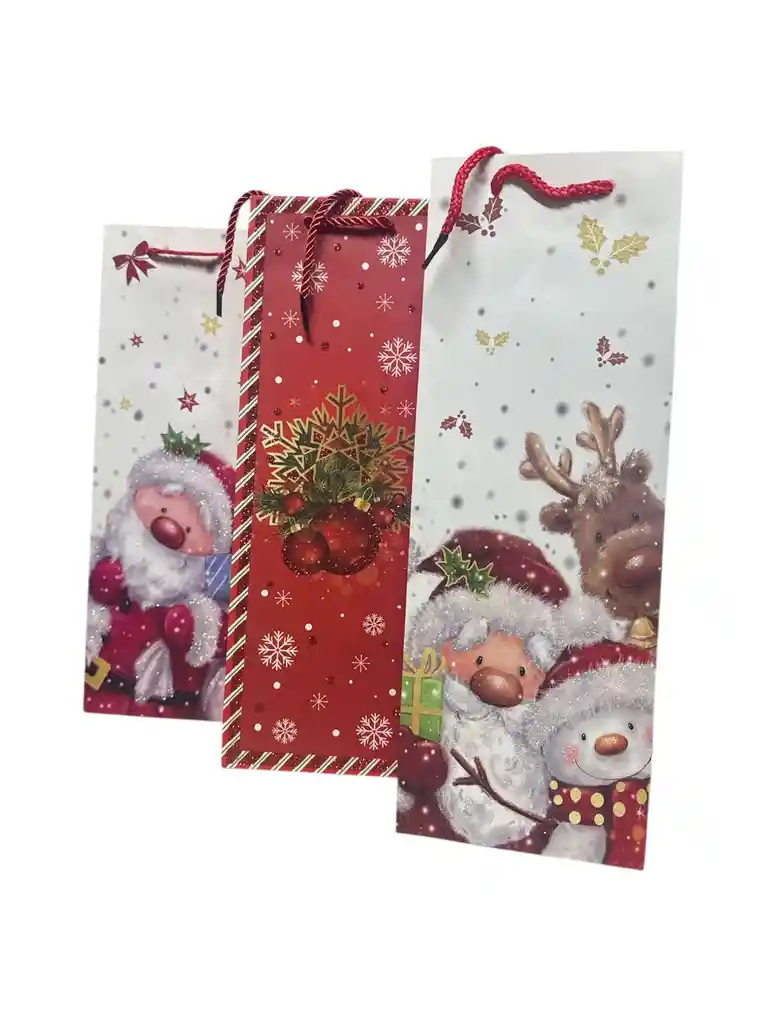 Bolsa Navideña Botella Lisa 36cmx12.8cmx8.4cm