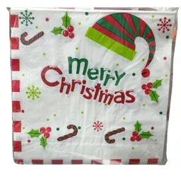 Servilletas Navideñas Estampado Gorro De Duendes X20und