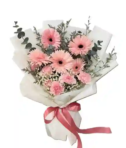 Gerberas Y Claveles Rosados En Bouquet