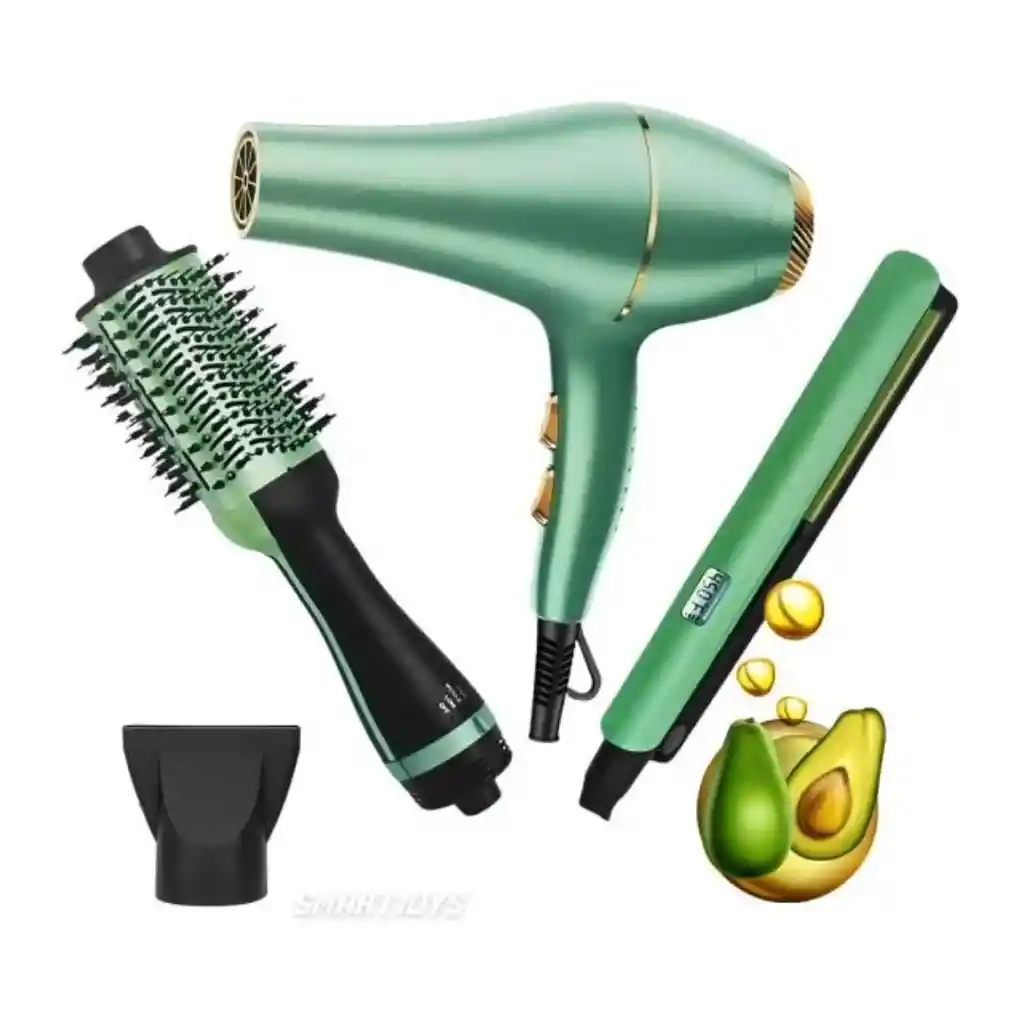 Cepillo Electrico Plancha Y Secador Combo 3x1 Aguacate Excelente