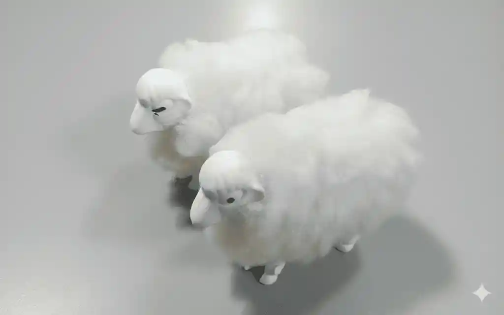 2 Ovejas Lanudas Mediana Pesebre/maqueta