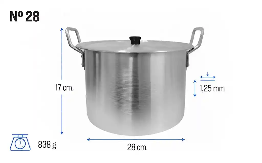 Olla Grande 10 Litros Ligera Practica 28 Cm Aluminio Resistente