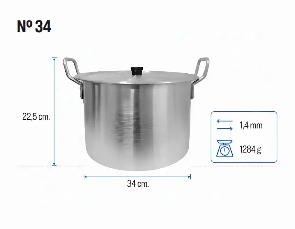 Olla Grande 20 Litros Ligera Practica 34 Cm Calidad Aluminio Resistente Y Eficiente