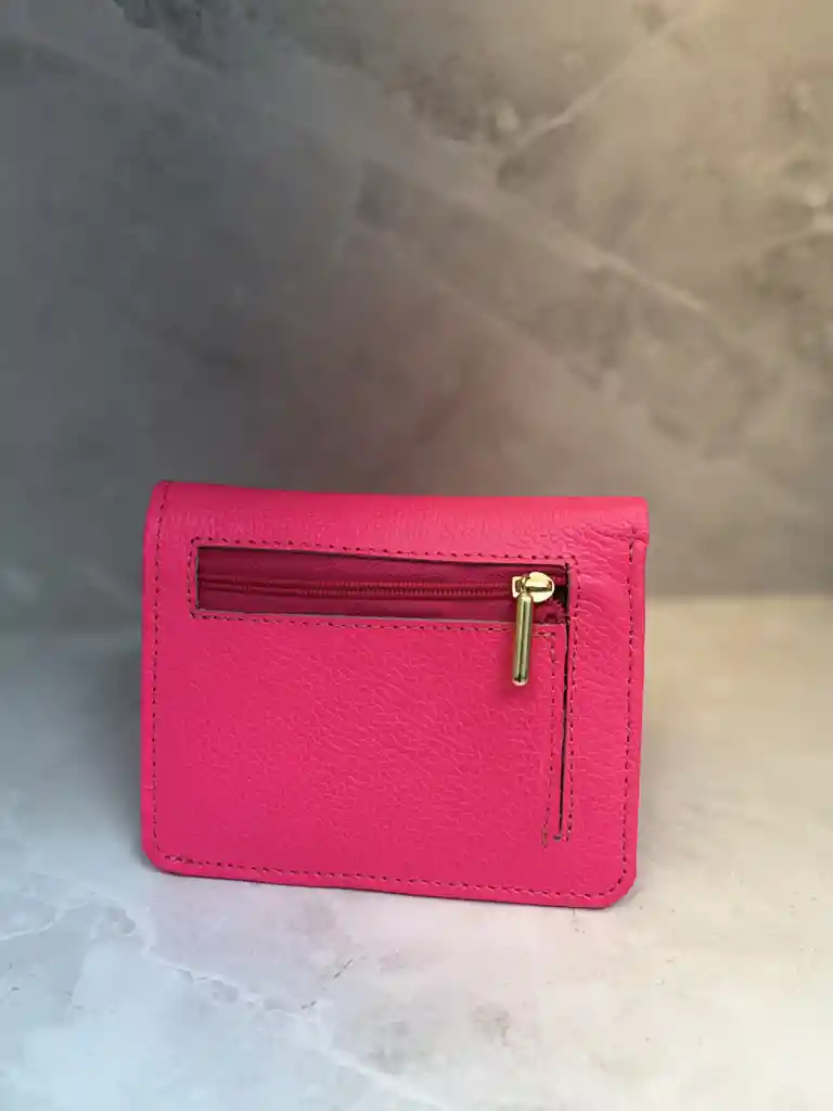 Billetera En Cuero Fucsia