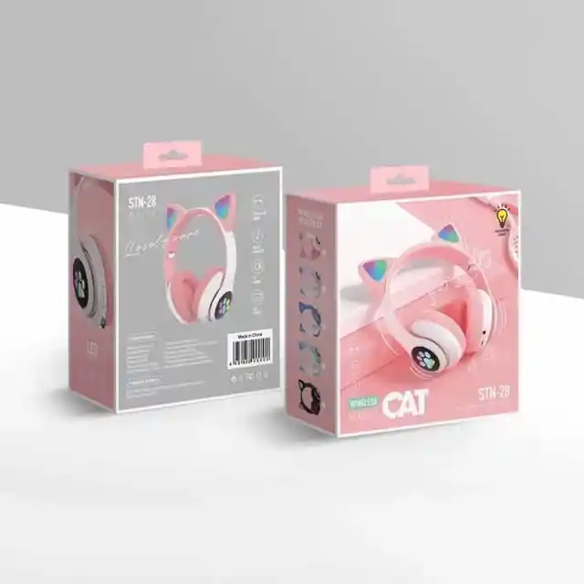 Audifonos Con Orejas Diadema Gato Bluetooth Con Microfono