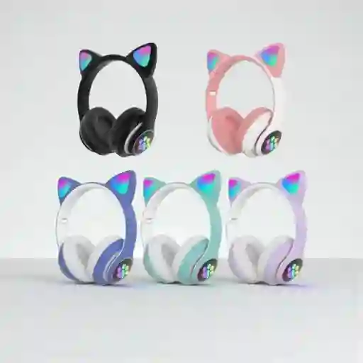 Audifonos Con Orejas Diadema Gato Bluetooth Con Microfono