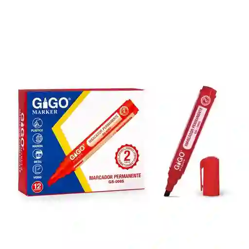 Marcador Permanente Rojo Gigo