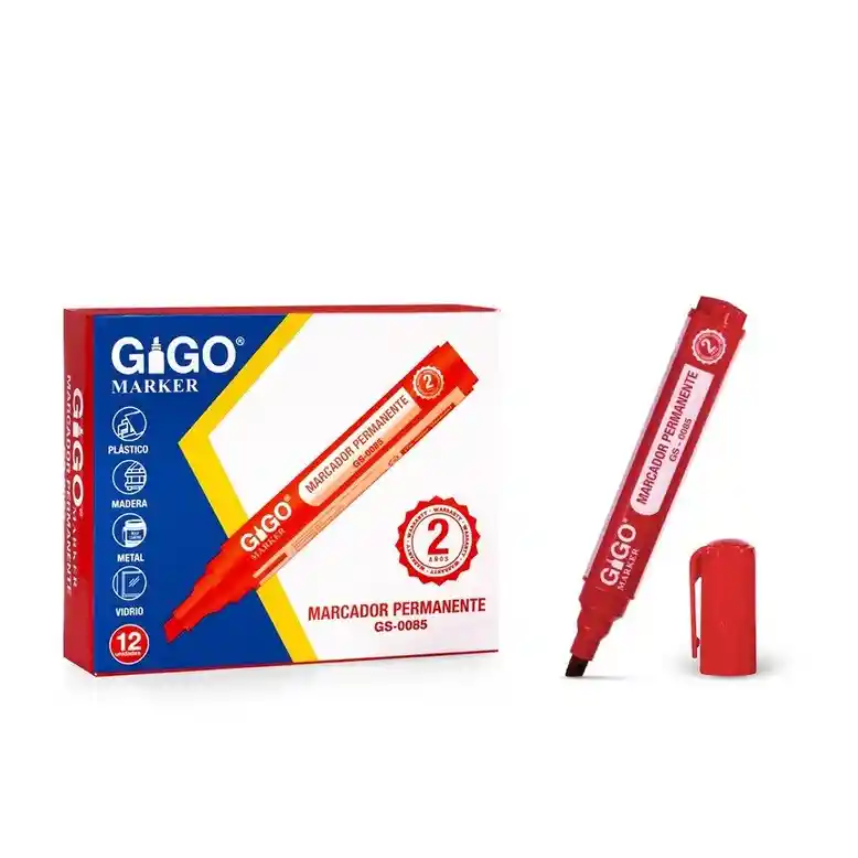 Marcador Permanente Rojo Gigo