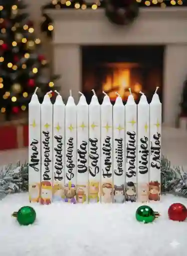 Navidad Velitas Con Deseos Blancas X 10 Unidades