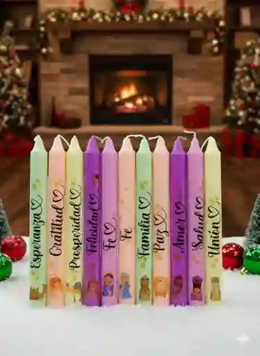 Navidad Velitas Con Deseos Colores Surtidos X 10 Unidades