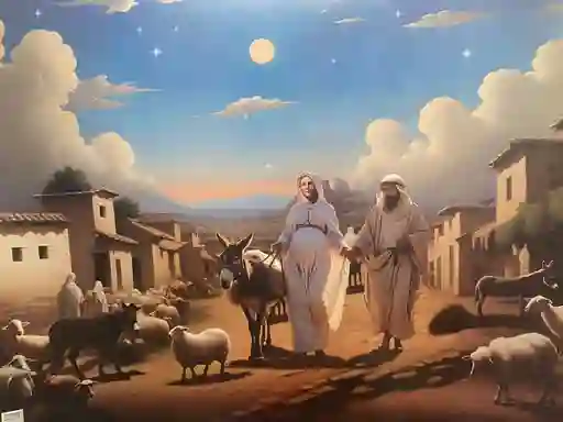 Papel Para Fondo De Pesebre En Pliego - Jose Y Maria